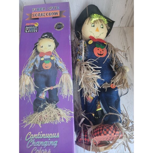 Vintage fiber optic scarecrow Halloween home decor - Picture 1 of 8